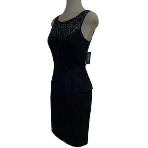 JESSICA SIMPSON Elegant Black Peplum Sheath Dress Women's Size 6